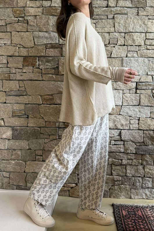 Conrad Slouch Cotton Knit Oatmeal